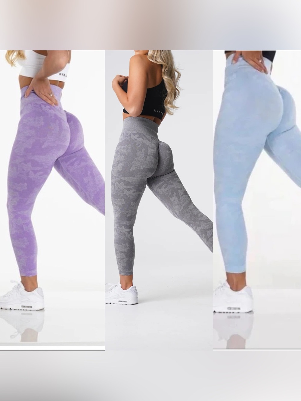 NVGTN bundle of 3 leggings camo SMALL lilac gray blue
